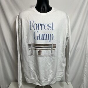 Forrest Gump Bench Graphic Sweatshirt Movie Fan Crew Neck White Size X Large